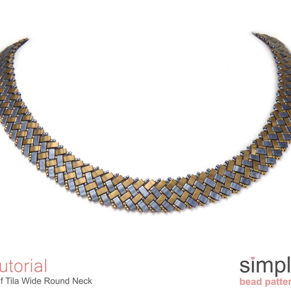 Half Tila  Beaded Necklace Patterns, Bead Weaving Necklace Beading Pattern, Half Tila Bead Patterns, Beaded Collar Necklace Pattern, P-00204