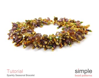 Wire Wrapped Bracelet Tutorial, Beaded Chain Bracelet Tutorial, Simple Bead Patterns, Beaded Bracelet Wire Wrapped Jewelry Tutorial, P-00354