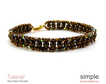 Pearl and Seed Bead Bracelet Pattern, Right Angle Weave Bracelet Tutorial, Jewelry Making Beading Pattern, Beadweaving Patterns P-00448