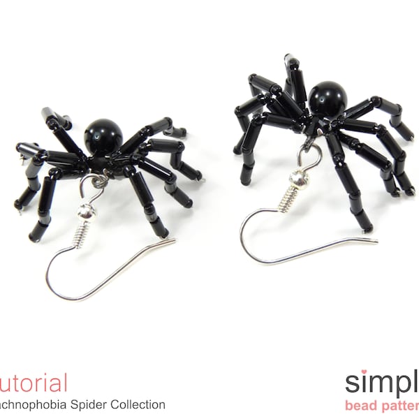 Beaded Spiders Tutorial and Patterns, How to Make a Beaded Spider Earrings, Halloween Spider Bead Pattern, Beaded Christmas Spider P-00006