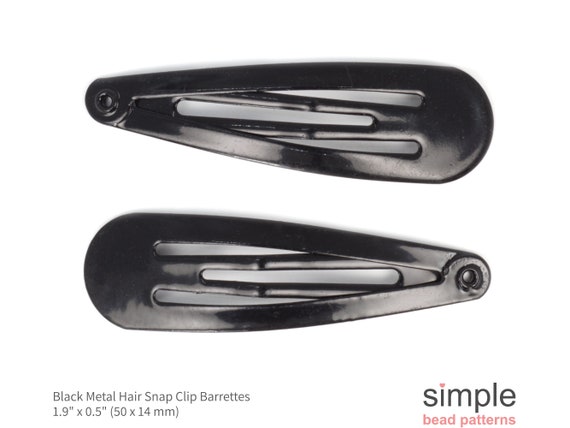 Two Hair Clips Black Hair Barrettes Metal Hair Clips Craft DIY