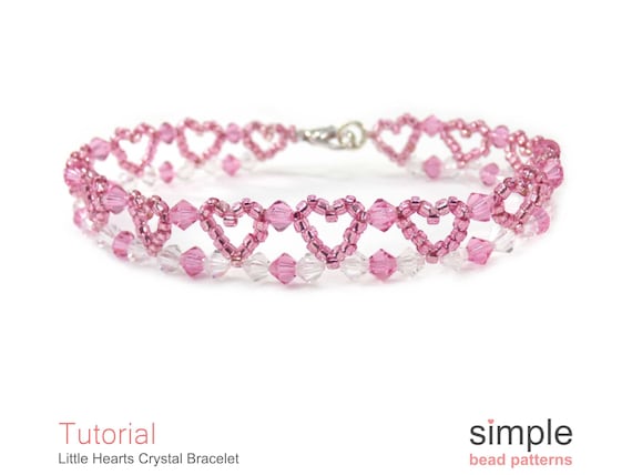 Beaded Hearts Seed Bead Bracelet Beading Pattern and Tutorial 