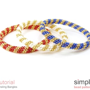 Beading Pattern, Simple Bead Patterns, Beaded Bangle Bracelet Beading Tutorial, Bead Weaving Pattern, Tubular Peyote Stitch Pattern, P-00359