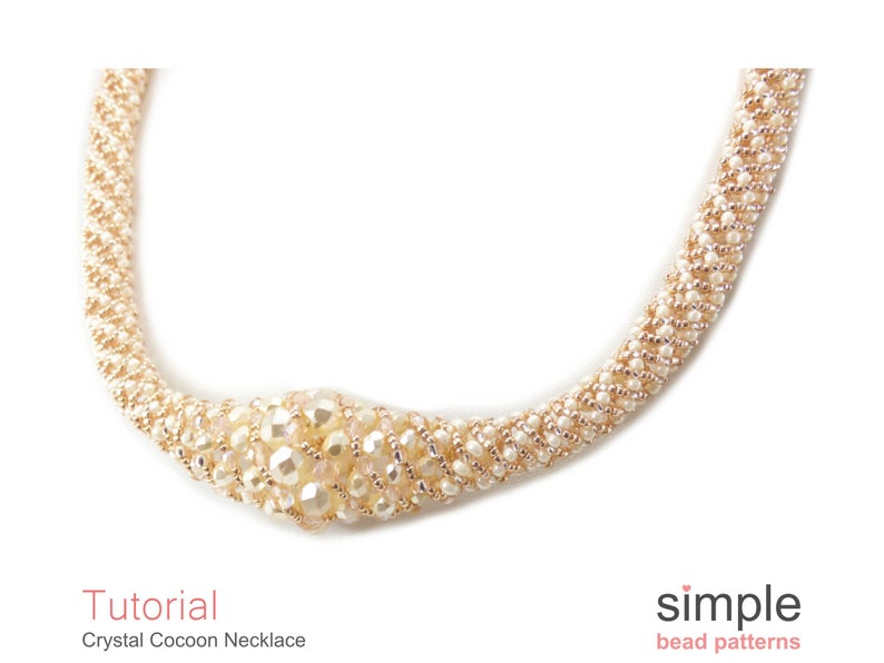 Beading Tutorial Pattern Beaded Necklace Russian Spiral Stitch Simple Bead Patterns Crystal Cocoon P-00096 image 5