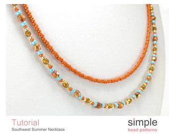2-Strand Beaded Necklace Tutorial PDF: "Southwest Summer Necklace" Design