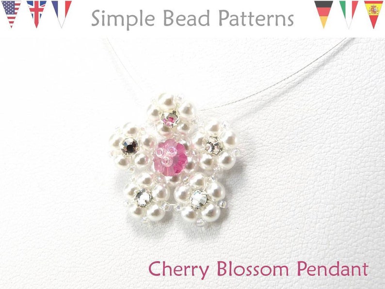 Beaded Flower Necklace Pattern Tutorial Beaded Flower Pendant Etsy