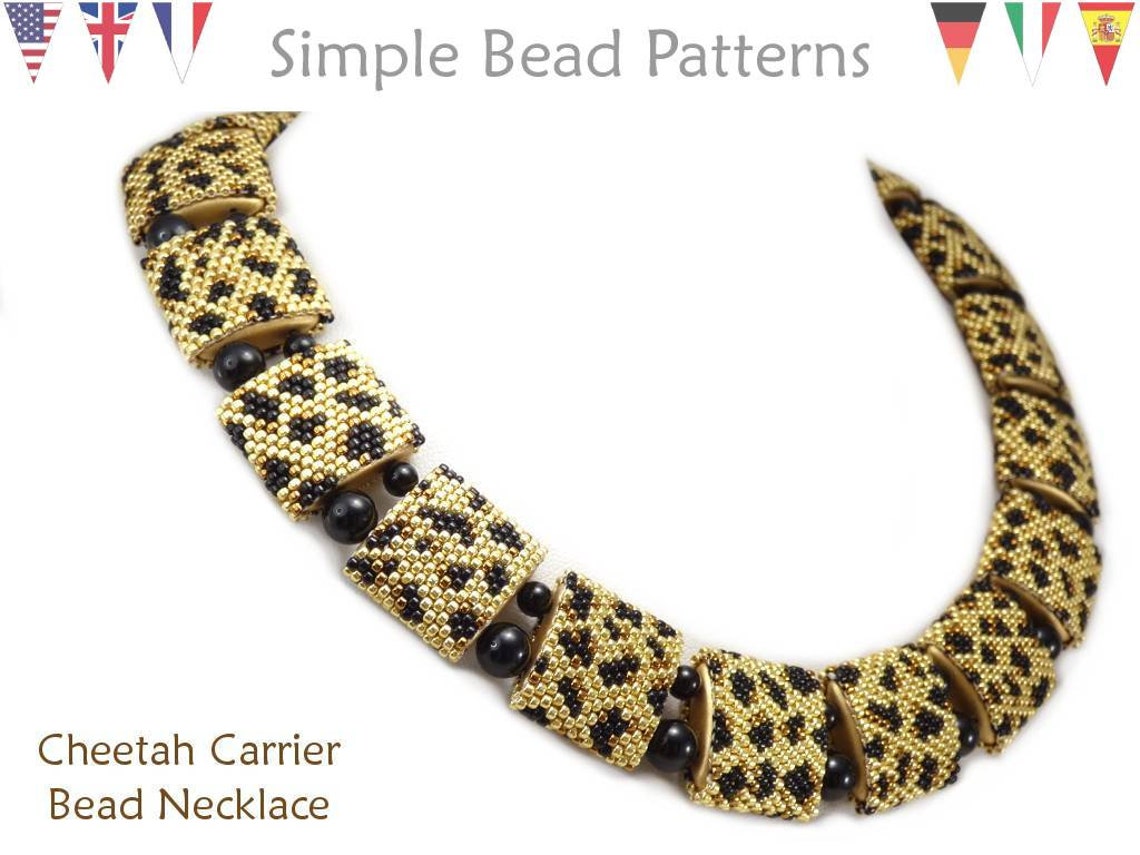 Carrier Bead Necklace Tutorial Cheetah Animal Print Peyote Etsy