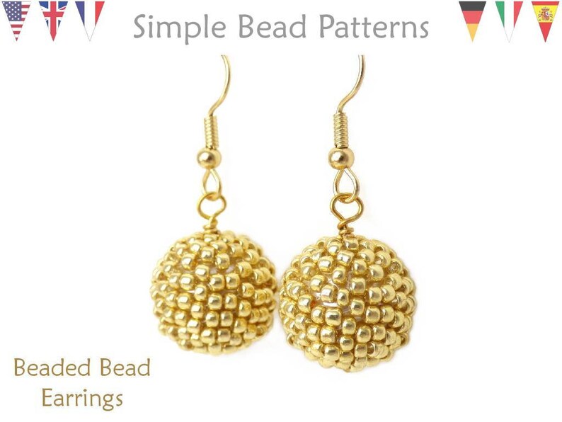 Beaded Ball Earrings Tutorial Beaded Beads Pattern Seed Bead Etsy