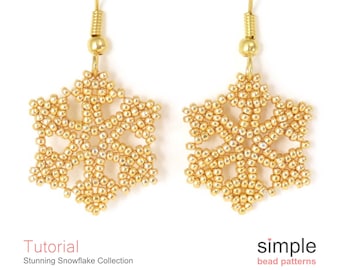 Beaded Snowflake Dangle Earrings Pattern, Snowflake Beading Pattern, Beaded Snowflake Instructions, Seed Bead Patterns, Beadweaving, P-00367