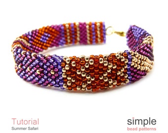 Bracelet Beading Pattern for Adults, Brick Stitch Bracelet Tutorial, DIY Jewelry Making Instructions, Tribal Pattern Beaded Design, P-00374