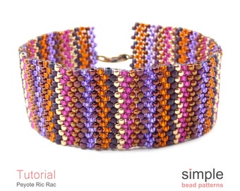 Peyote Stitch Bracelet Tutorial PDF: "Peyote Ric Rac" Design