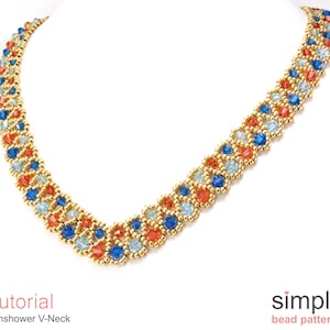 Necklace Beading Pattern, Crystal Necklace Tutorial, Beaded Necklace Jewelry Making Tutorial, DIY Necklace Beadweaving Instructions, P-00381