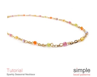 Beaded Chain Necklace Tutorial, Wire Wrapped Jewelry Tutorial, Easy Wire Wrap Tutorial, Beaded Necklace Pattern, Beading Tutorial, P-00355