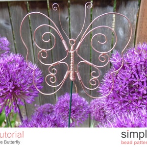 Bead and Wire Butterfly Tutorial, DIY Beaded Suncatchers or Decorative Garden Stakes, DIY Wire and Bead Butterfly Pattern, Wire Art, P-00443