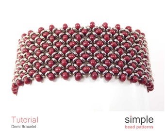 Beaded Bracelet Pattern, Bracelet Beading Pattern, Right Angle Weave Jewelry Making Tutorial, RAW Beading Tutorial, TOHO Demi Beads, P-00124