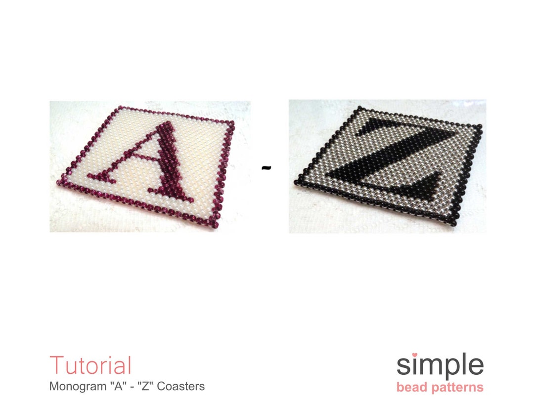 Beaded Monogram Coasters Patterns PDF, Letters A-Z Beaded Coaster ...
