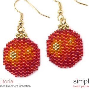 Beaded Christmas Earrings to Make, Beaded Christmas Ornament Beading Pattern, How to Make Beaded Earrings and Necklace, DIY Jewelry, P-00031
