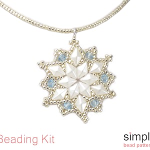 Jewelry Making Kit Snowflake Necklace Making Kit, Beaded Snowflake Necklace Beading Kit, DIY Beadweaving Kits for Adults & Beginners K-00765