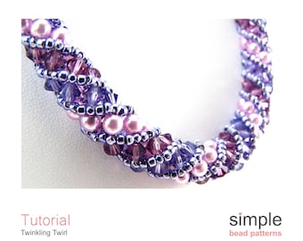 Spiral Necklace Jewelry Making Beading Pattern Beadweaving Tutorial, Russian Spiral Stitch Beading Technique, Beaded Necklace Design P-00423