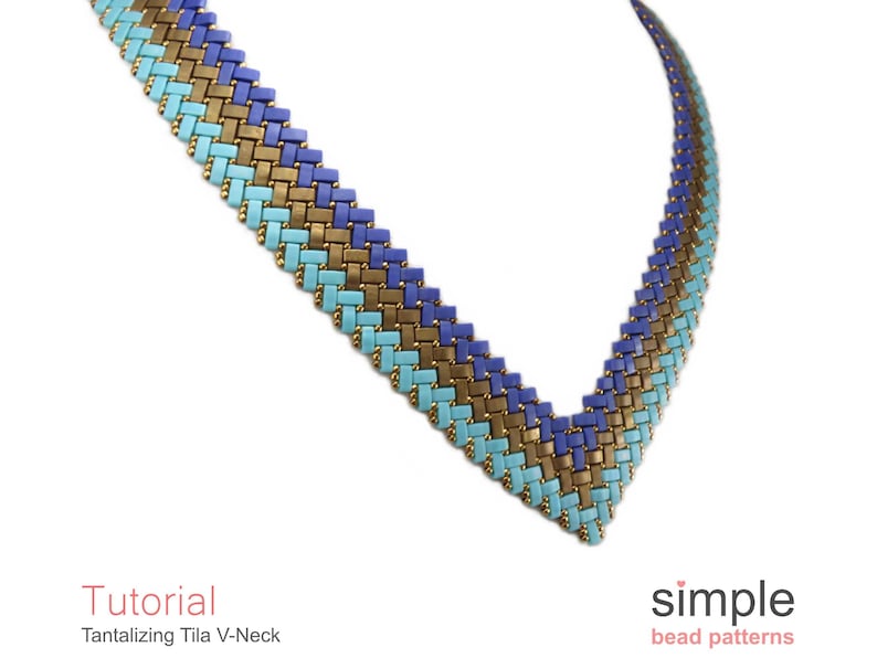 Half Tila Bead V-Shape Necklace Pattern PDF: "Tantalizing Tila V-Neck" Design image 5