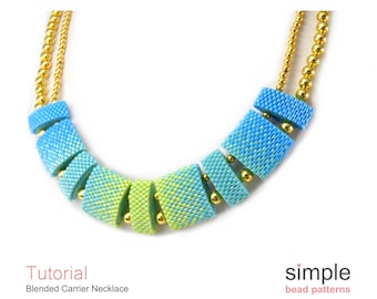 Carrier Beaded Necklace Tutorial, Peyote Stitch Necklace Beading Pattern, Beaded Bead Tutorial, Delica Bead Pattern, Jewelry Making, P-00042