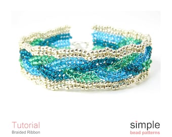 Bracelet Beading Pattern, Beaded Bracelet Tutorial, Beaded Jewelry Making Instructions, Beadweaving Directions, DIY Braided Bracelet P-00047