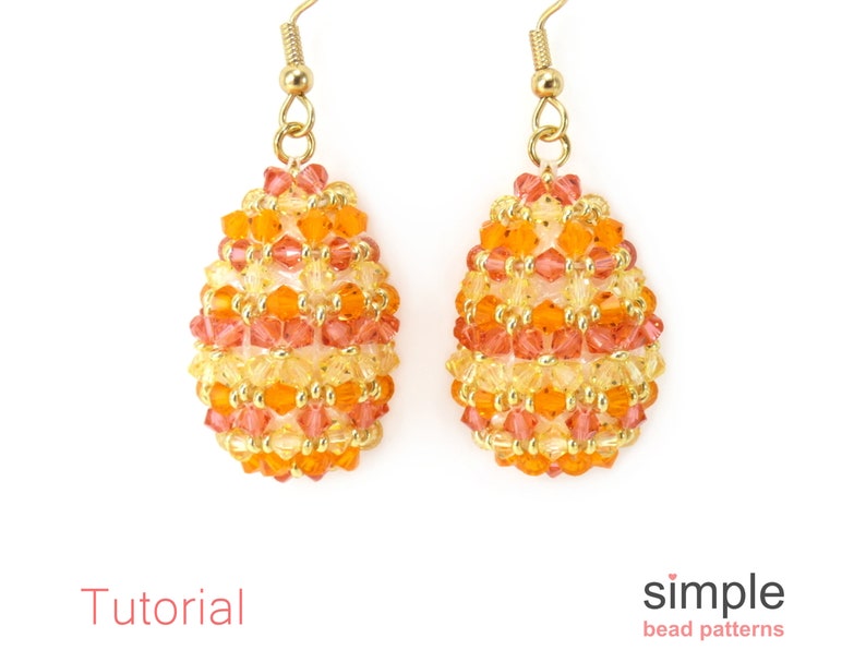 Beaded Easter Egg Earrings Pattern, Easter Beading, DIY Faberge Eggs, Simple Bead Patterns, Beadweaving Tutorials, Beaded Gift Ideas P-00097 image 4