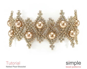 Pearl Bracelet Beading Pattern, Beaded Pearl Bracelet Tutorial, Pearl Jewelry Making Instructions, DIY Bracelet Beading Directions, P-00286