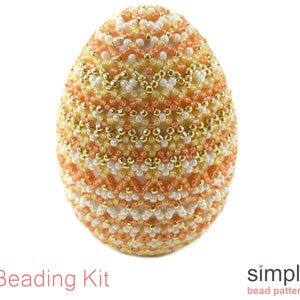 Beaded Easter Egg Kit for Adults (in Yellow, Orange, Cream, and Gold): "Elegant Easter Egg" Design afbeelding 1