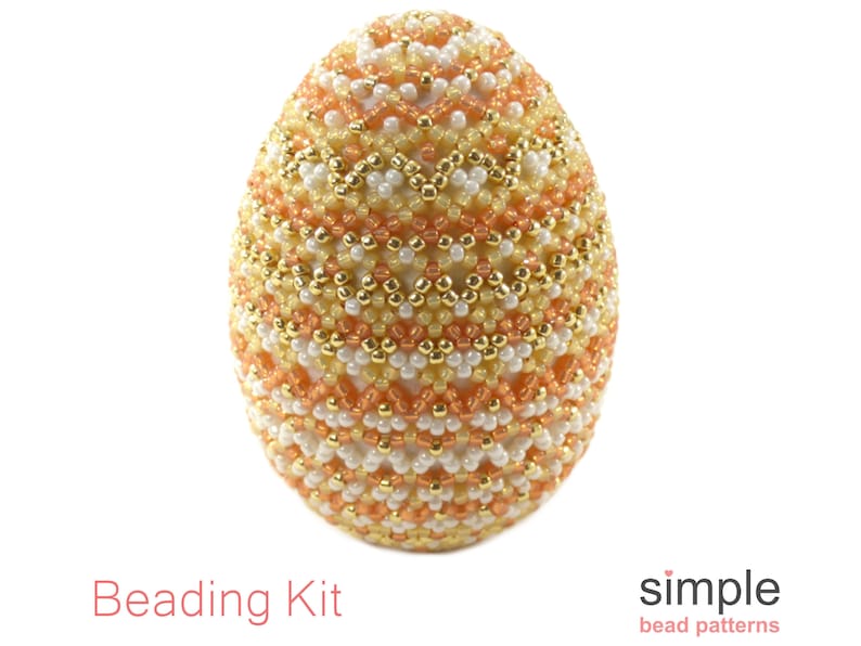 Beaded Easter Egg Kit for Adults (in Yellow, Orange, Cream, and Gold): "Elegant Easter Egg" Design afbeelding 1