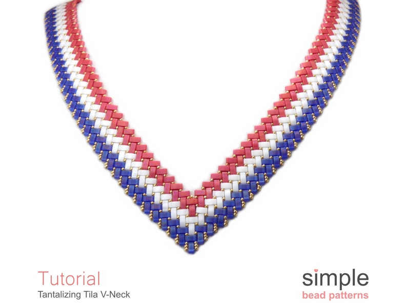 Half Tila Bead V-Shape Necklace Pattern PDF: "Tantalizing Tila V-Neck" Design image 3