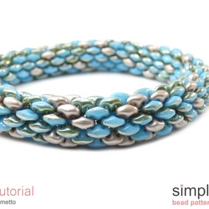 SuperDuo Beading Pattern, Super Duo Bracelet Tutorial,  2 Hole Bead Patterns, Two Hole Bead Tutorial, Jewelry Making Instructions, P-00295