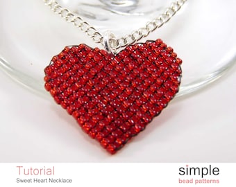 Modèle PDF de collier coeur en perles : modèle « Collier coeur doux »