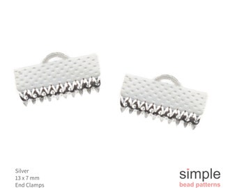 Abrazadera de extremo de cinta plateada de 13 mm x 7 mm: extremos de cable plegables con bucle