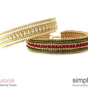 Beaded Bracelet Pattern, Bracelet Beading Tutorial, Crystal Bracelet Beading Pattern, Herringbone Stitch Tutorial Bead Instructions, P-00189