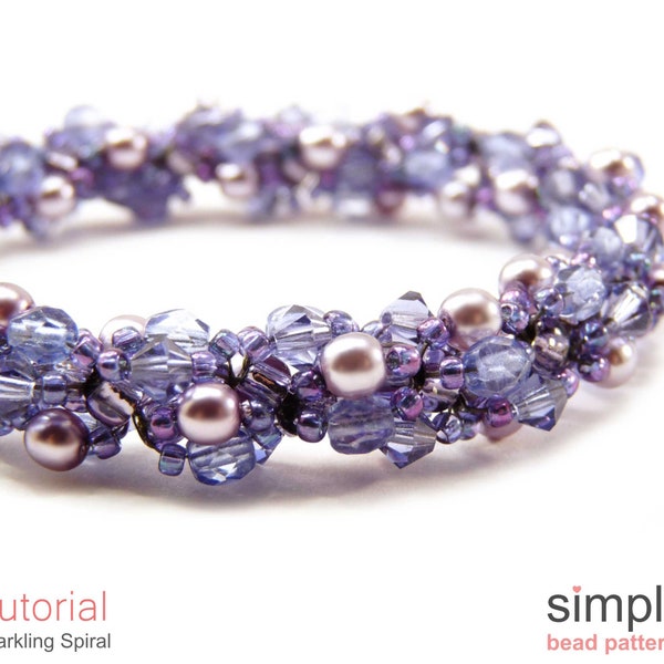 Beaded Bracelet Tutorial, Crystal Necklace Bead Pattern, Pearl Jewelry Making Instructions, Double Spiral Stitch Beading Pattern, P-00353