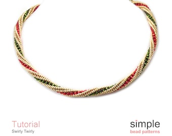 Beaded Bracelet Pattern, Necklace Beading Pattern Beadweaving Instructions Twisted Herringbone Stitch Jewelry Making Beading Pattern P-00403