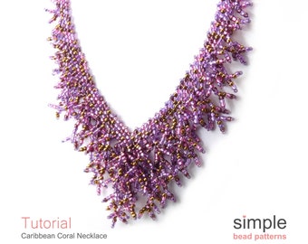 Fringe Necklace Jewelry Making Tutorial PDF: "Caribbean Coral Necklace" Design