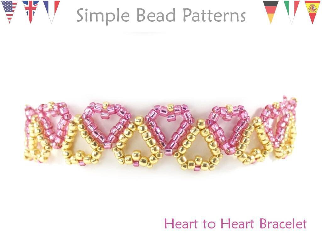 Beading Tutorial Pattern Beaded Heart Bracelet Valentines Etsy