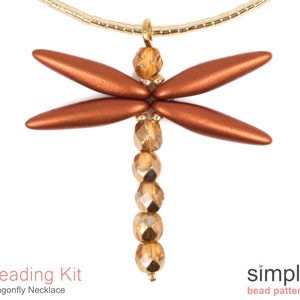 Jewelry Making Kit, Dragonfly Necklace Bead Kit, Beaded Dragonfly Pendant Bead Kit, Beadweaving Kits, Necklace Beading Kits, K-00904