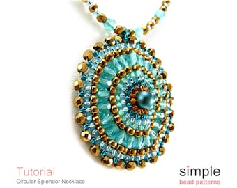 Circular Brick Stitch Pendant Necklace Tutorial PDF: "Circular Splendor Necklace" Design