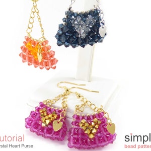 Beaded Mini Purse Charms Beading Pattern, How to Make Beaded Purse Charms, Beaded Handbag Charms, Mini Bag Keychain Beading Tutorial P-00103