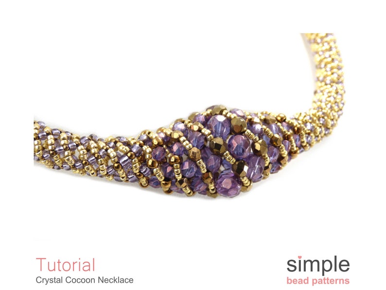 Beading Tutorial Pattern Beaded Necklace Russian Spiral Stitch Simple Bead Patterns Crystal Cocoon P-00096 image 7