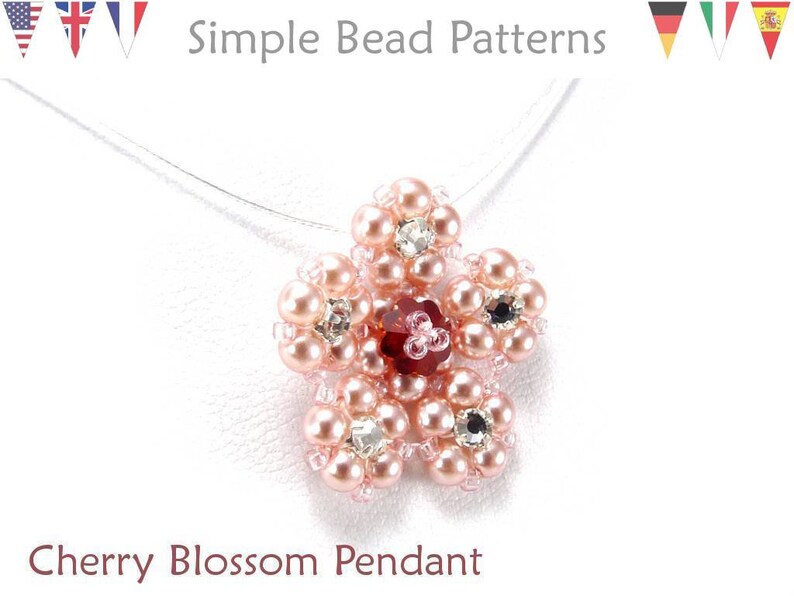 Beaded Flower Necklace Pattern Tutorial Beaded Flower Pendant Etsy