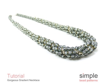 Necklace Beading Pattern, Beaded Necklace Tutorial, Jewelry Making Beading Pattern, Gradating Necklace, Spiral Stitch, Spiral Rope, P-00192