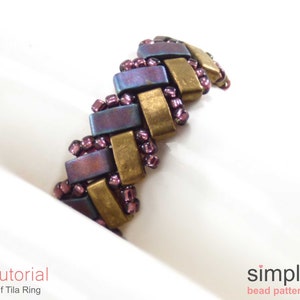 DIY Beaded Rings Pattern, Half Tila Beading Tutorials and Patterns, How to Make a Beaded Ring, Jewelry Making Rings, Beadweaving, P-00200