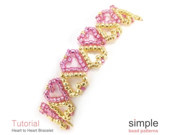 Modèle PDF de bracelet coeur en perles : modèle « Bracelet coeur à coeur »