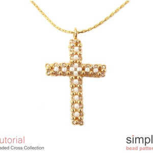 Beaded Cross Tutorial, How to Make a Beaded Cross Necklace, Cross Beading Pattern, Cross Bead Necklace, DIY Beaded Crosses Pattern, P-00020