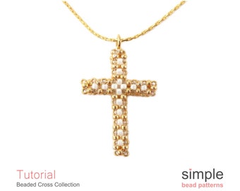 Beaded Cross Tutorial, How to Make a Beaded Cross Necklace, Cross Beading Pattern, Cross Bead Necklace, DIY Beaded Crosses Pattern, P-00020