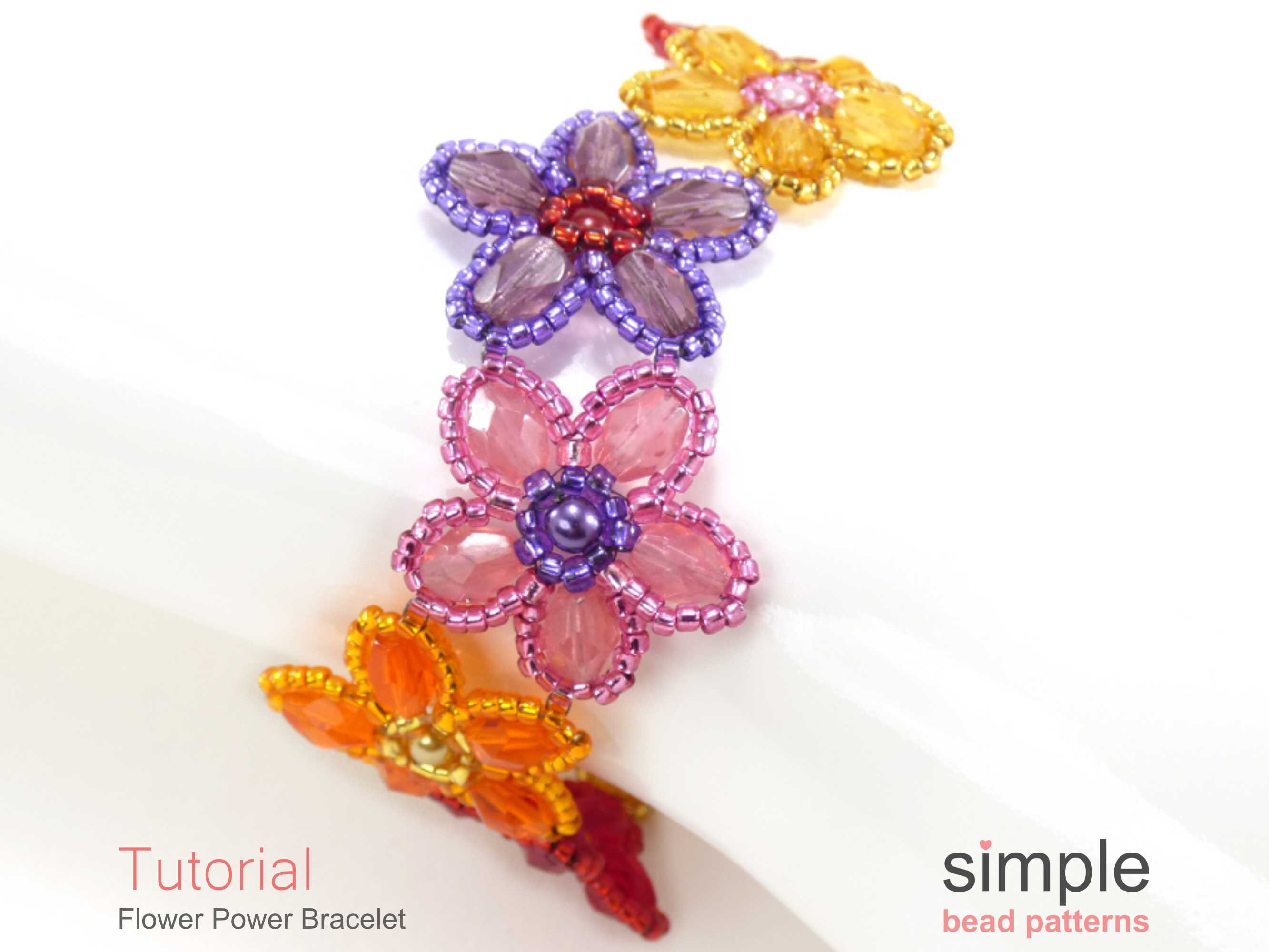 Beaded Flower Bracelet Bead Flower Pattern Tutorial Etsy